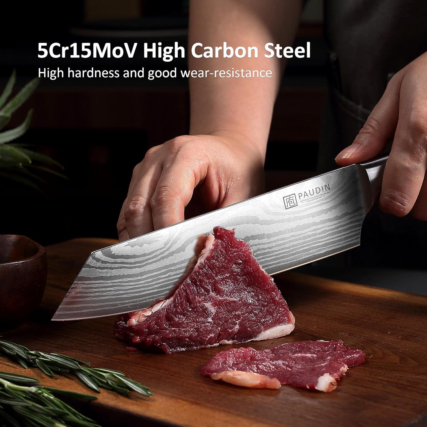 PAUDIN Chef Knife, 8 Inch High Carbon Stainless Steel Sharp Kitchen Knife with Ergonomic Handle, Gift Box for Family & Restaurant C80