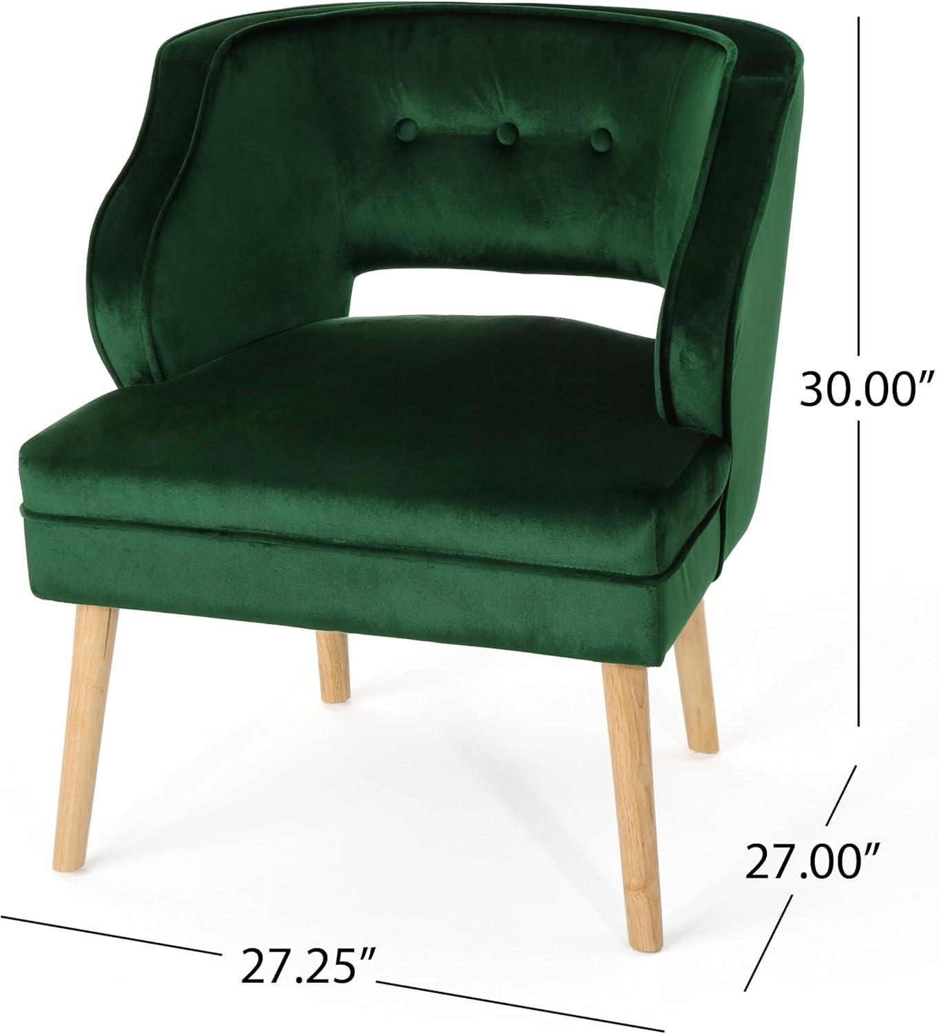 GDF Studio Michaela Mid Century Velvet Tufted Accent Chair, Emerald