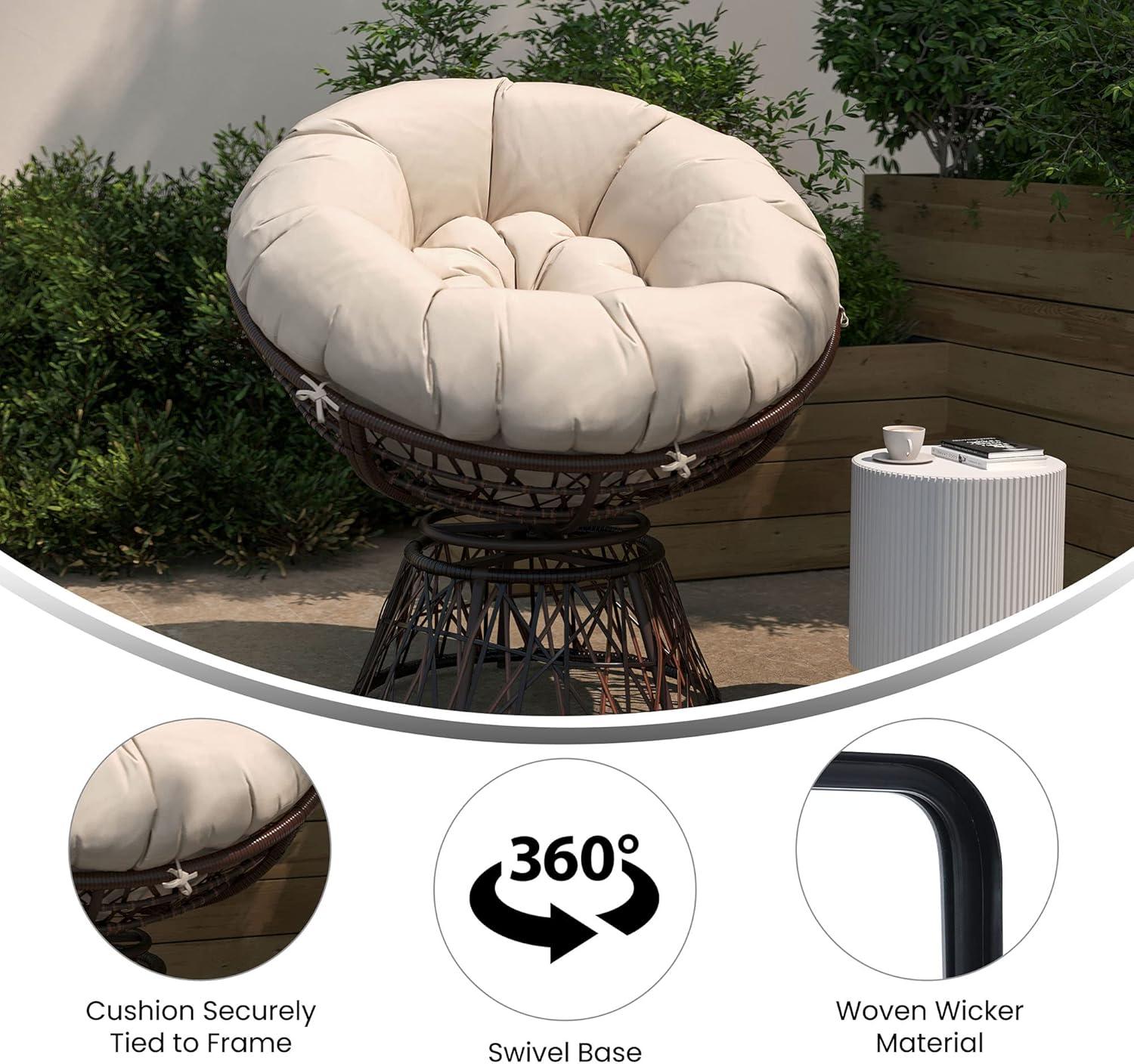 Flash Furniture Bowie Comfort Series Swivel Patio Chair with Cushion