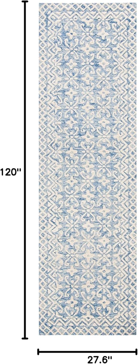 SAFAVIEH Blossom Collection Runner Rug - 2'3" x 10', Grey & Ivory, Handmade Wool, Ideal for High Traffic Areas in Living Room, Bedroom (BLM114F)