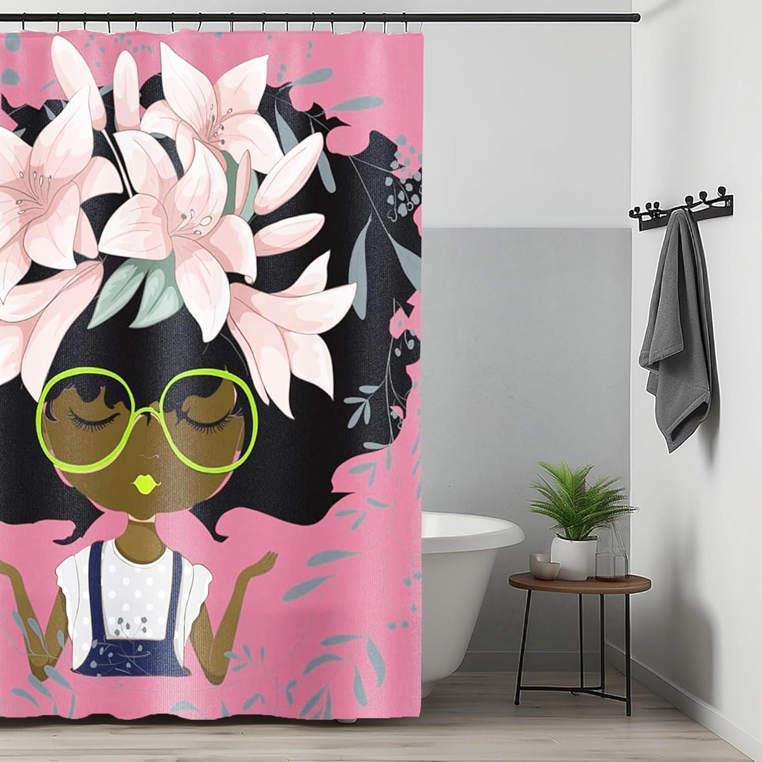 Pardon My Fro | Lily Grommet Shower Curtain, Pink