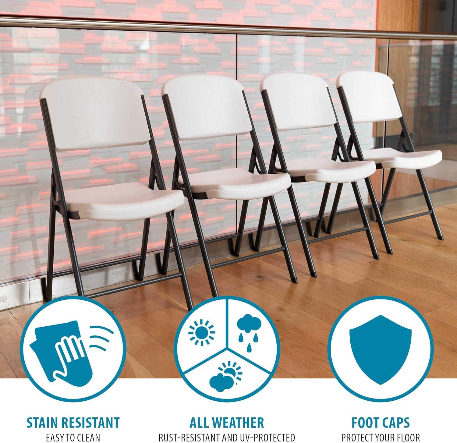 Lifetime Commercial Grade Folding Chairs, 6 Pack, Adult Sized, White Granite (80747)