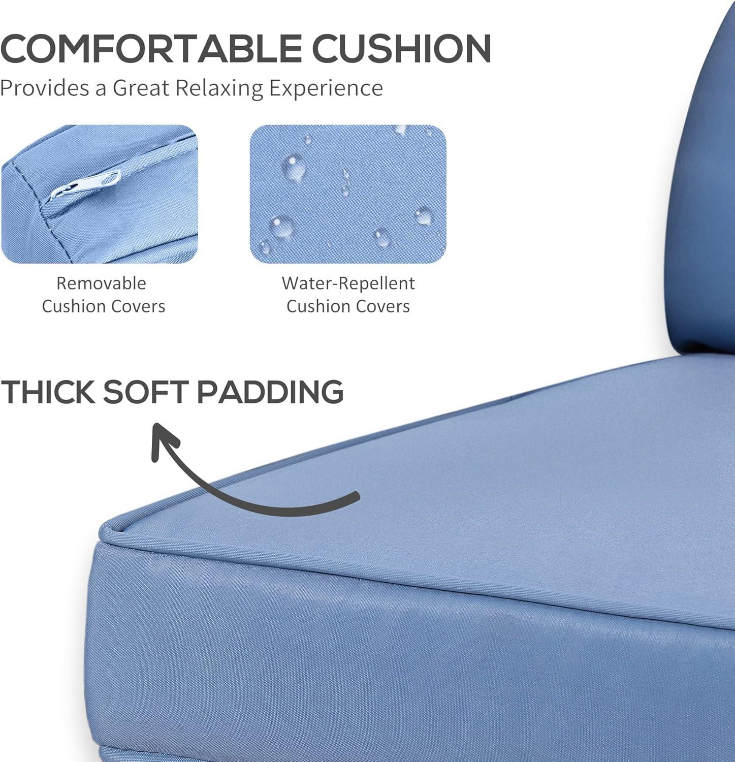 Outsunny 5 Piece Rattan Wicker Lounge Chair, Outdoor Patio Conversation Set with 2 Cushioned Chairs, 2 Ottomans & Top Coffee Table, Brown