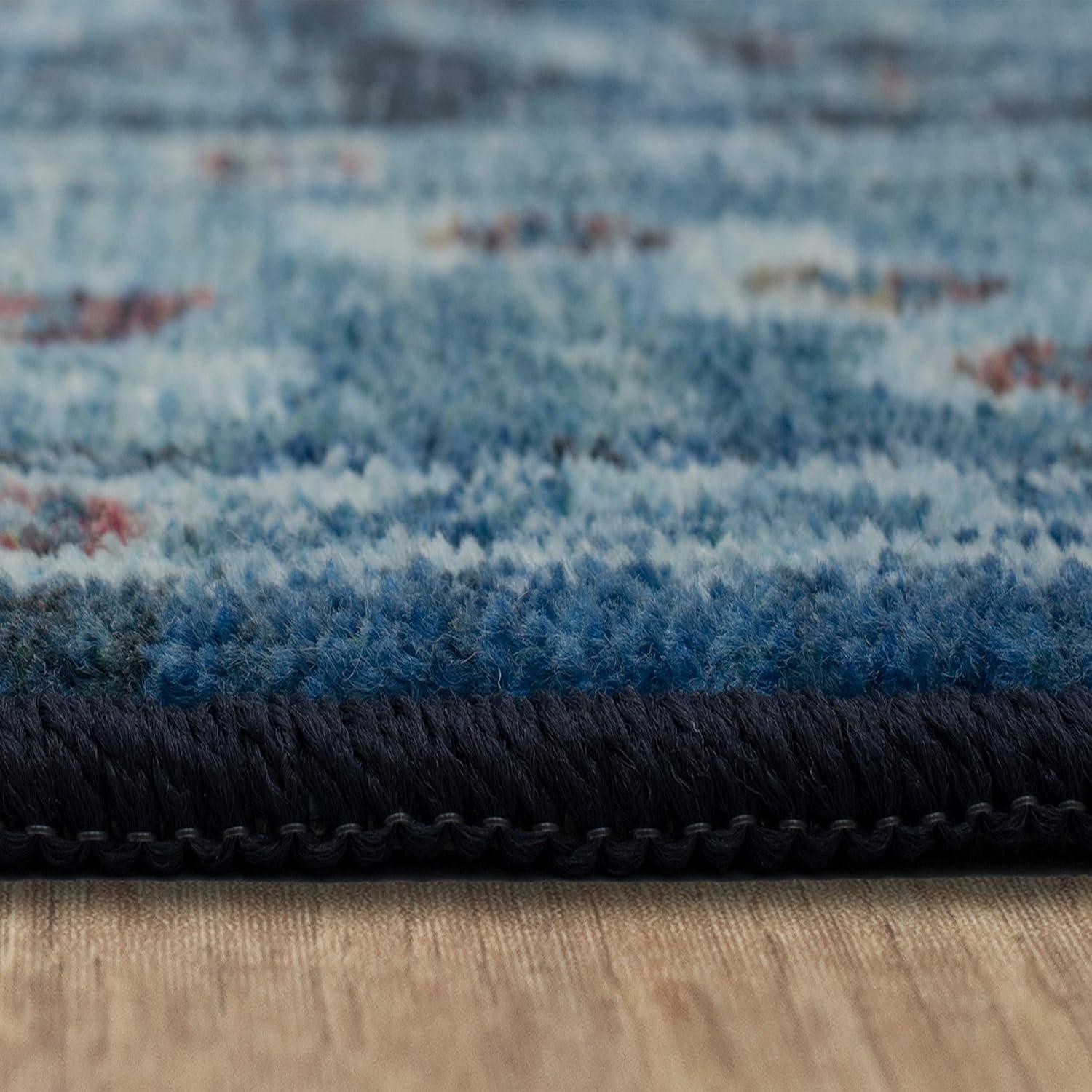 Prismatic Denim Blue 8' x 10' Tufted Synthetic Easy-Care Rug