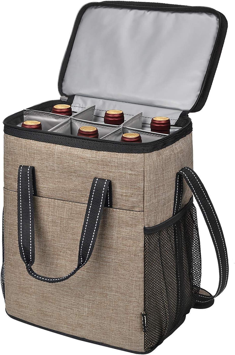 Tirrinia 6 Bottle Wine Gift Bag - Insulated & Padded Wine Cooler Tote Bag, Wine Gift Bag, Wine Lovers Essentials, Blue