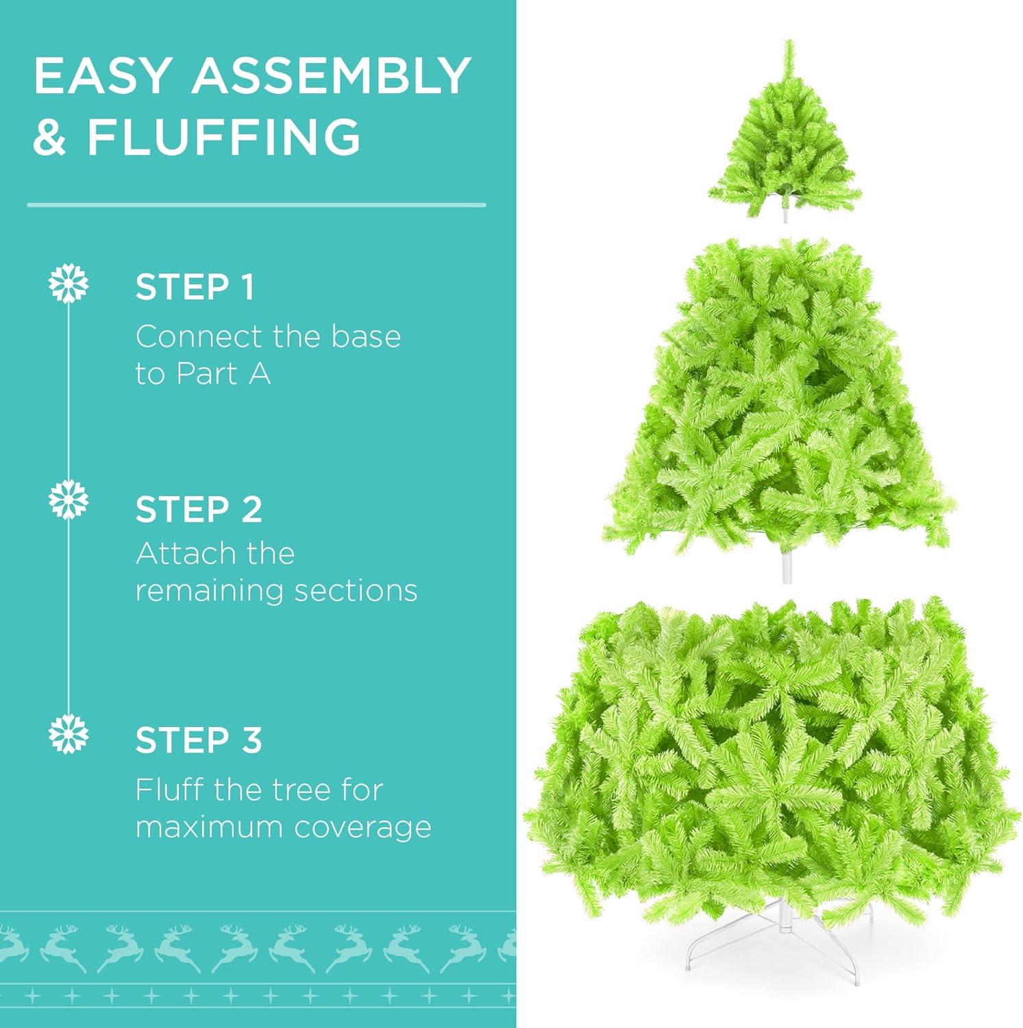 Best Choice Products 6ft Pre-Lit Lime Green Christmas Tree, Artificial Holiday Decoration w/ 250 Lights