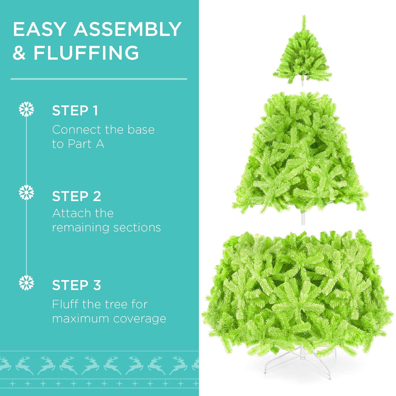 Best Choice Products 6ft Pre-Lit Lime Green Christmas Tree, Artificial Holiday Decoration w/ 250 Lights
