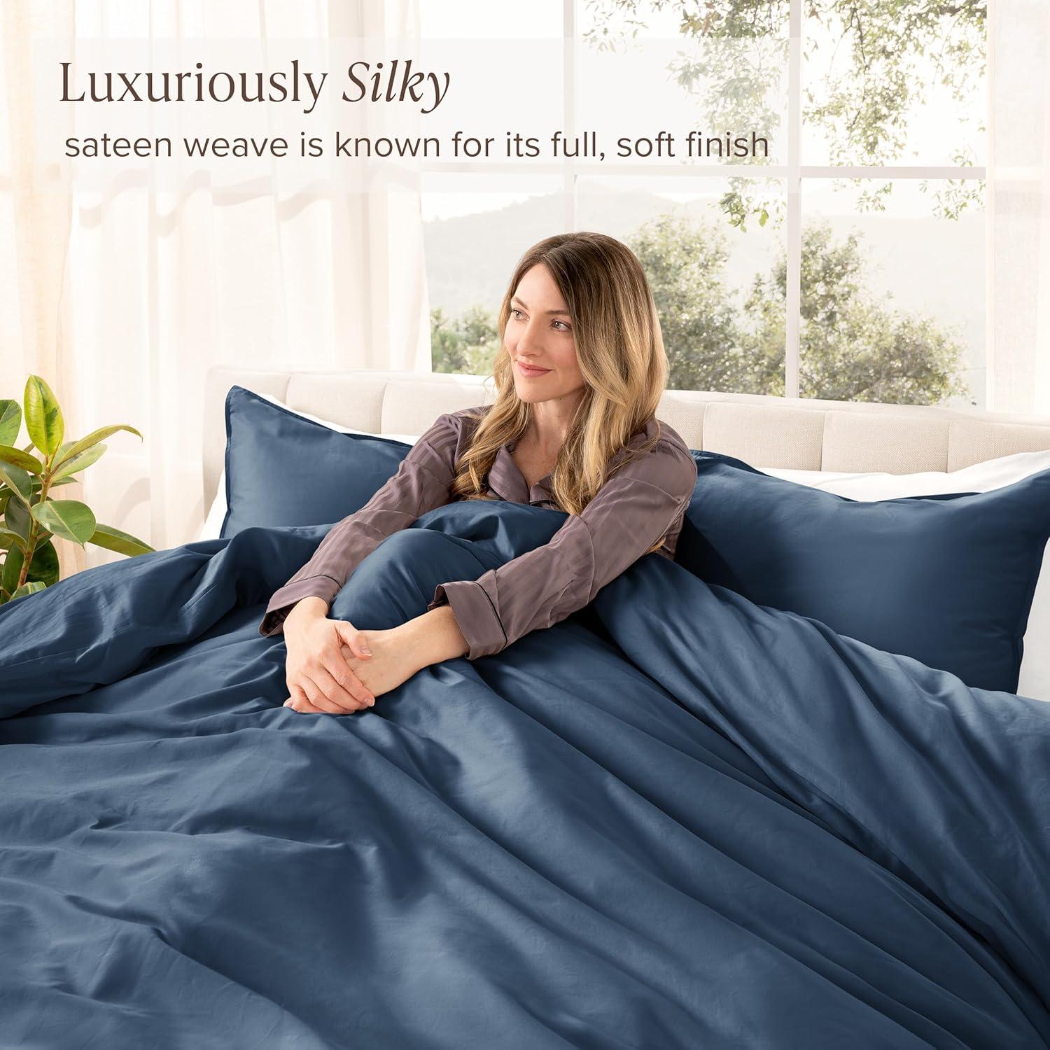 Bare Home 400 Thread Count Organic Cotton Sateen Duvet Cover Set