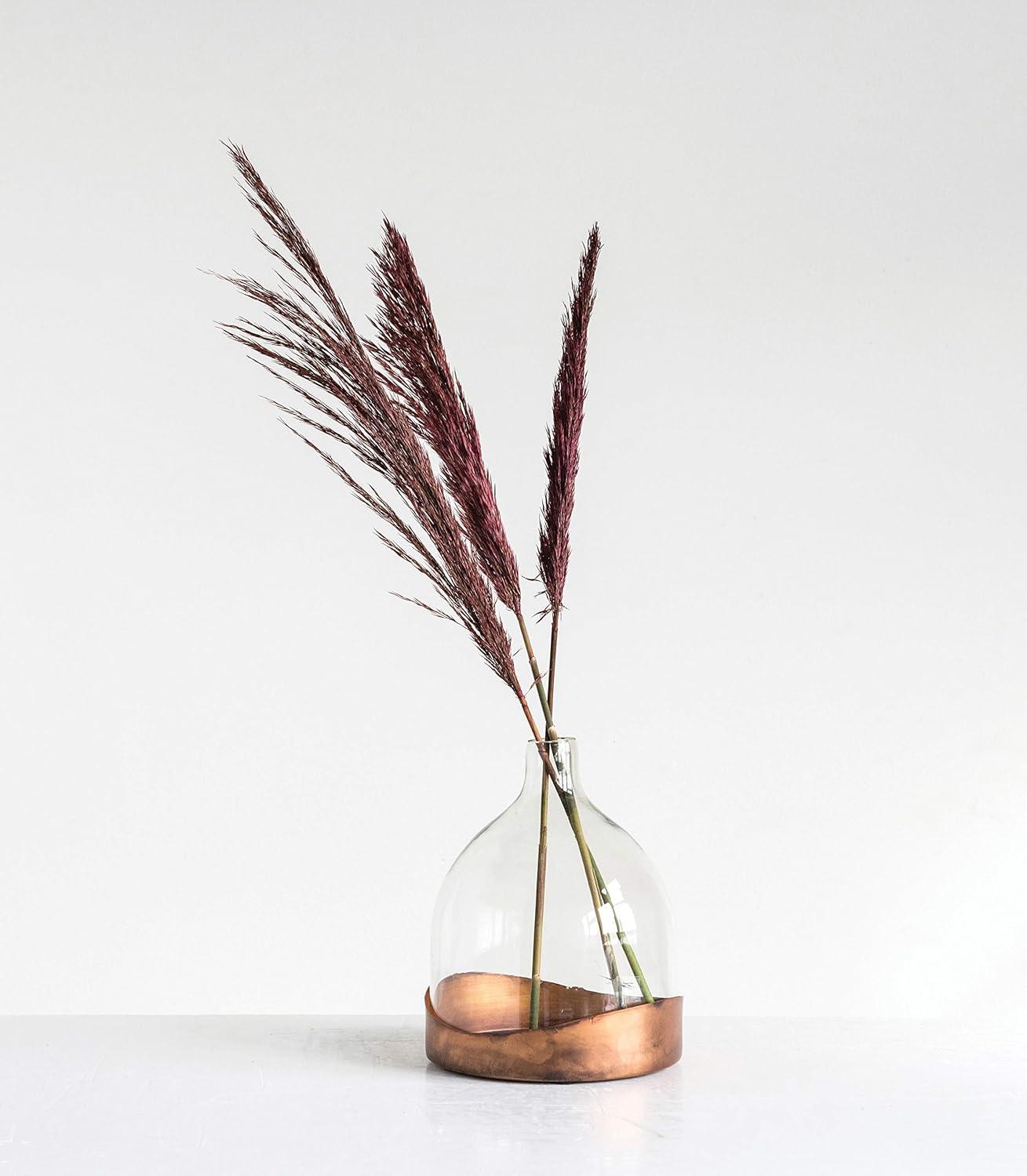 10" x 7" Glass Cloche with Metal Antique Copper Finish Trays Brass - Storied Home: Vintage Display Dome, Elegant Terrarium