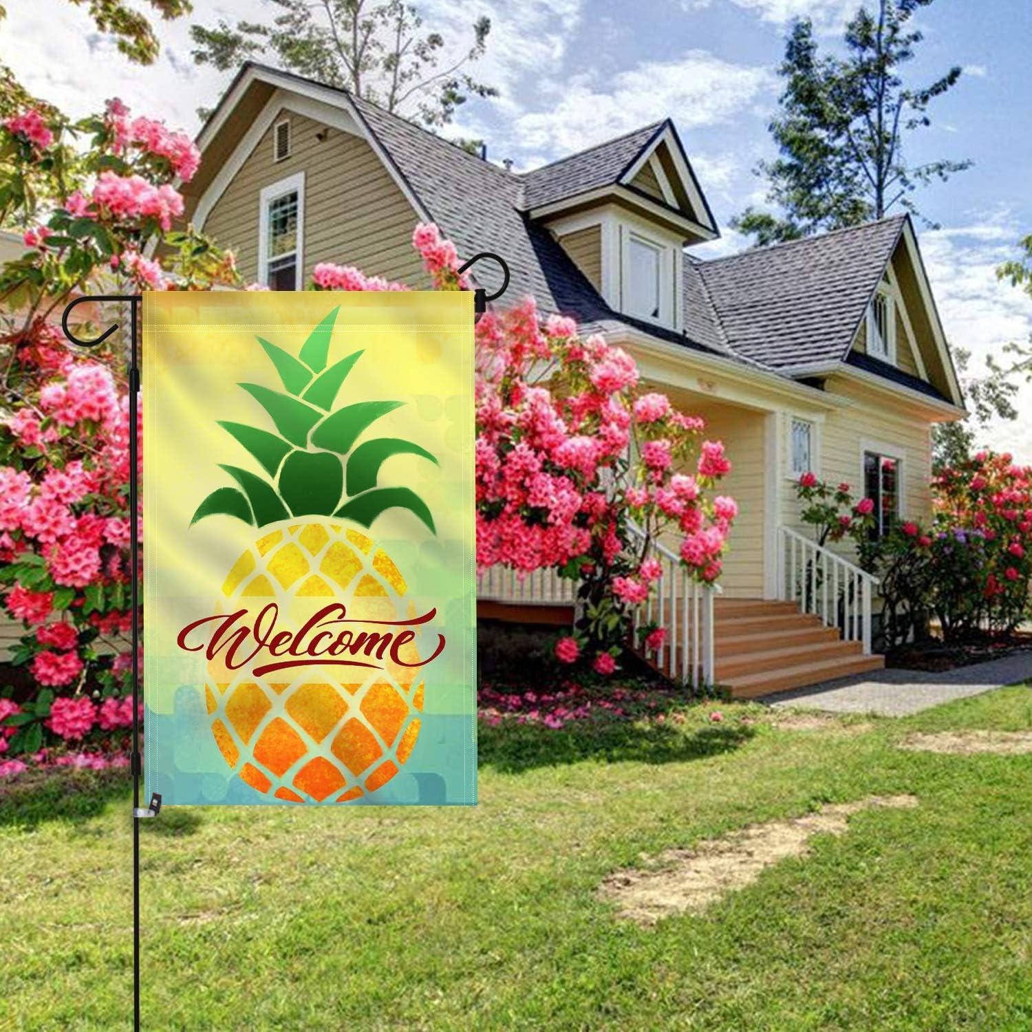 Anley Cartoon Pineapple Welcome Decorative Spring Summer Garden Flags Double Sided18 x 12.5 Inch