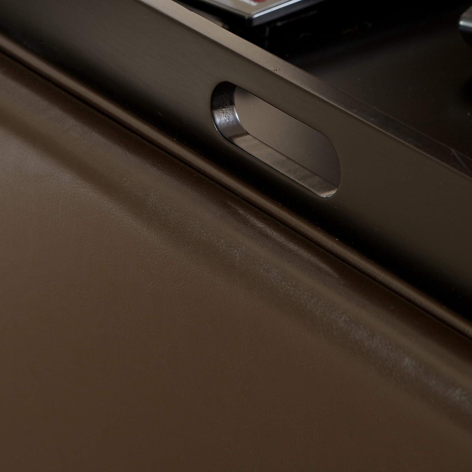 Wellington Leather Tray Top Storage Ottoman Brown - Christopher Knight Home: Footstool, Hardwood Frame