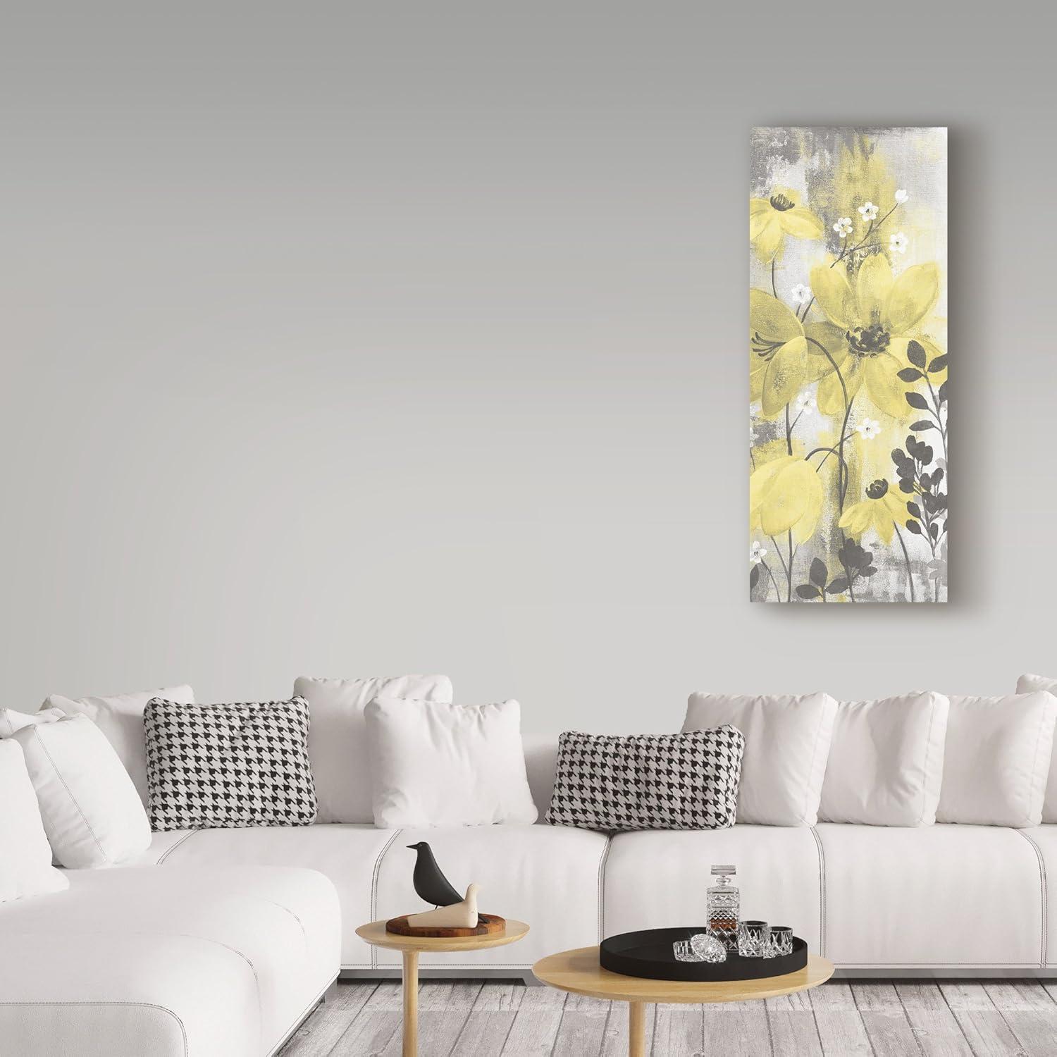 Yellow and Gray Floral Symphony Canvas Art, 19" x 8"