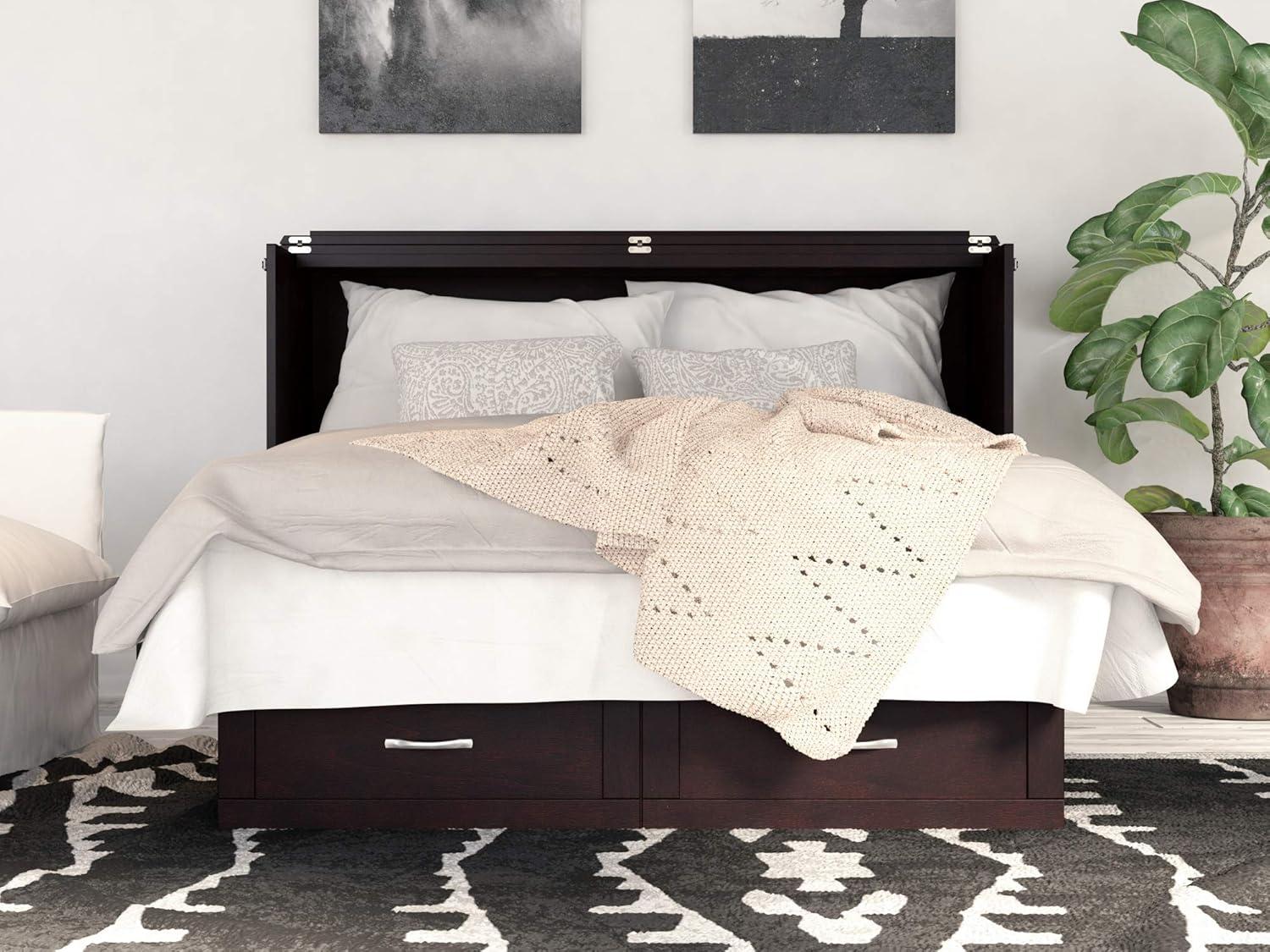 Queen Monroe Murphy Bed Chest with Memory Foam Mattress - AFI