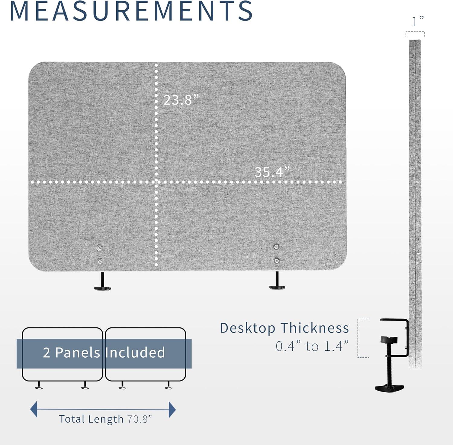 VIVO Gray Clamp-on/Screw-on 71" x 24" Desktop Privacy Panel System (2 Panels)