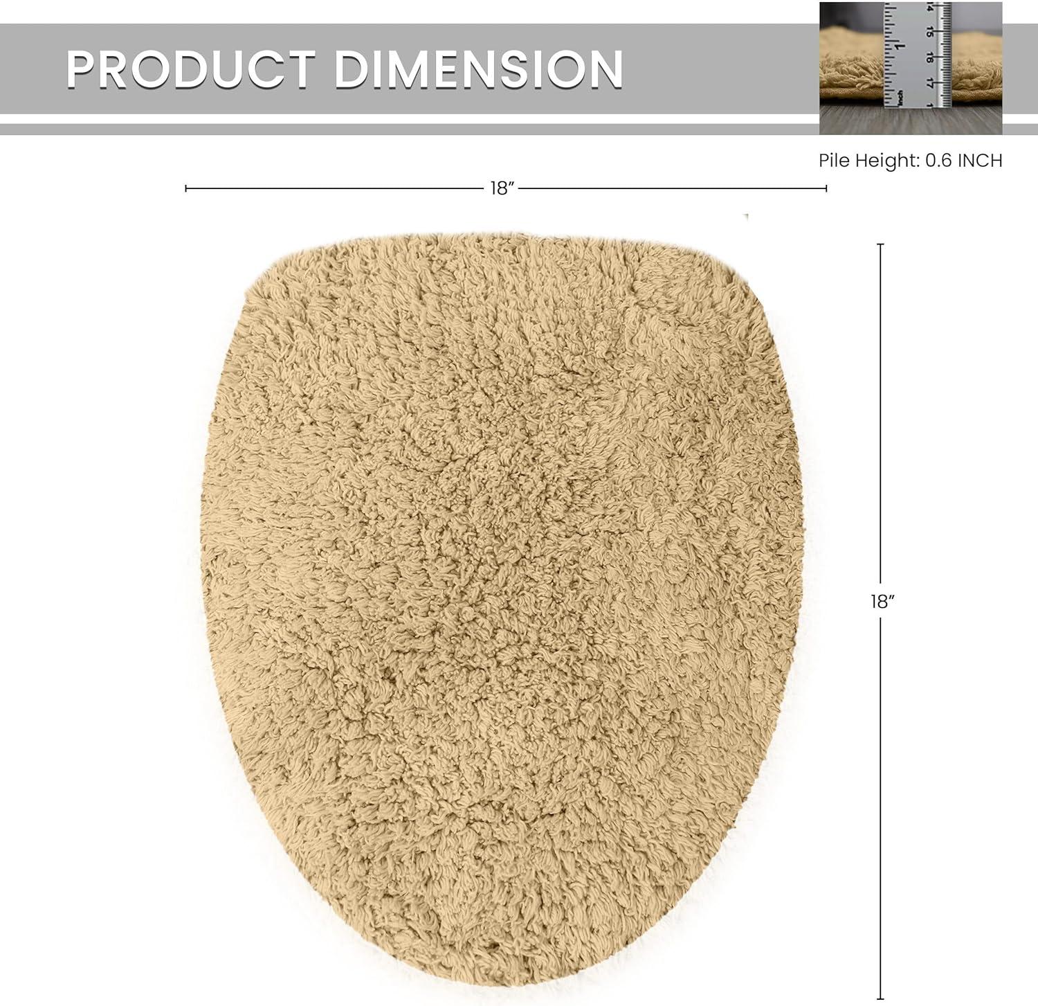 Home Weavers Double Ruffle Collection Toilet Lid Seat Cover, Elastic Edges, 100% Cotton Soft Non Slip Universal Fit for Standard Round Bath Room Bowl Lids, Washable, 18"x18" Toilet Lid Cover, Linen