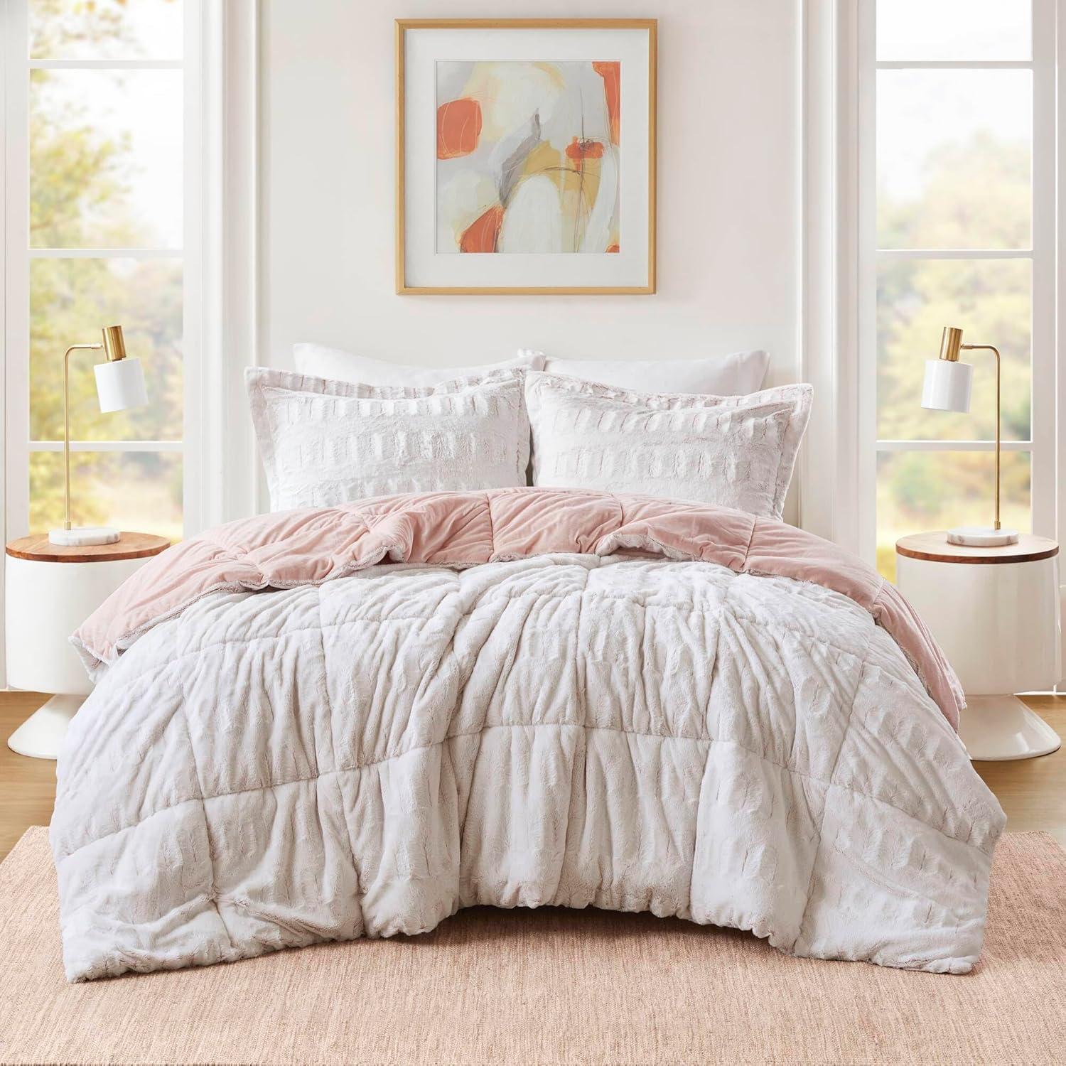 Madison Park Gia Back Print Long Fur Comforter Mini Set