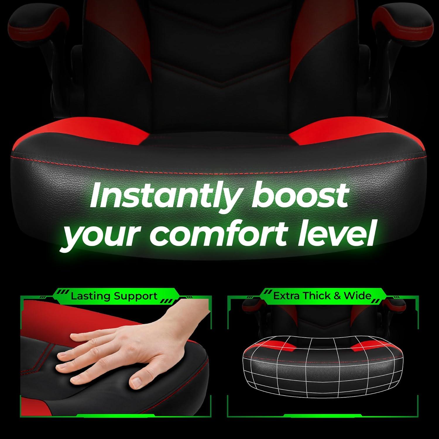 N-GEN Adjustable Ergonomic Faux Leather Swiveling PC & Racing Game Office Desk Chair with Flip-Up Arms