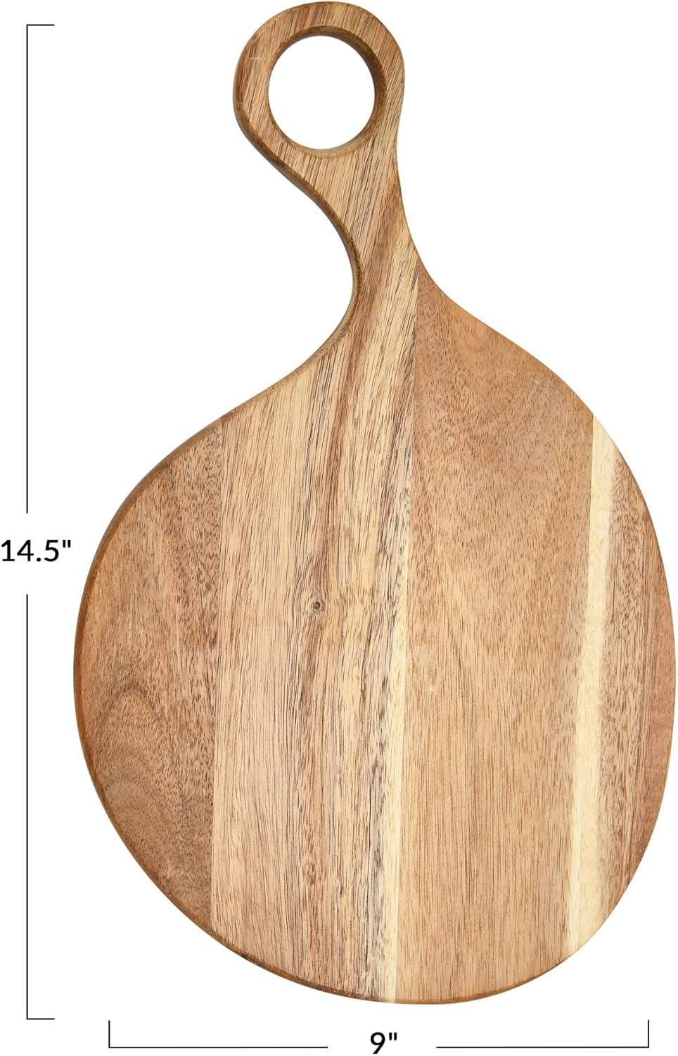 Round Acacia Wood Cutting Board with Handle