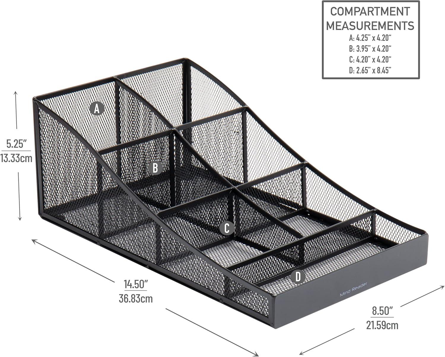 Black Metal Mesh Coffee Condiment Organizer Station