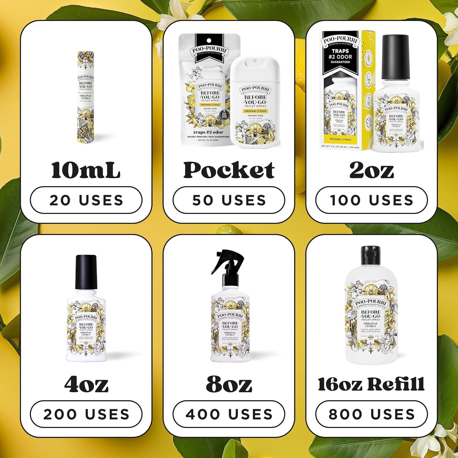Poo-Pourri Before-You-Go Toilet Spray, On-The-Go, Travel Size Variety 10 mL - Original Citrus, Lavender Vanilla and Fresh Air
