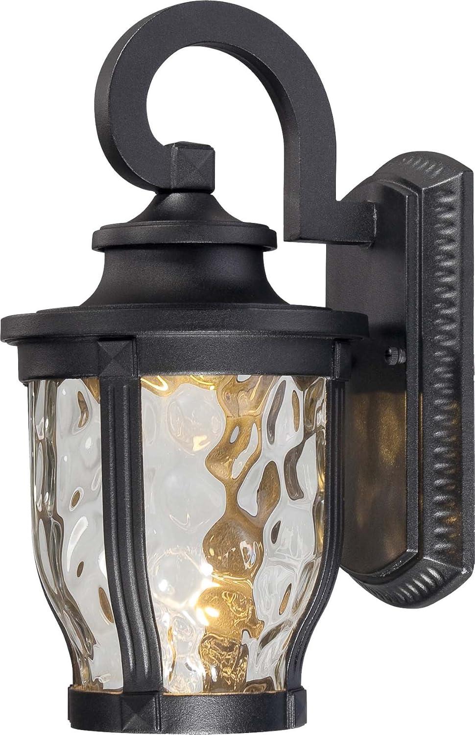 Minka Lavery Rustic Outdoor Wall Light Fixture Black LED 12 1/4" Clear Hammered Glass for Post Exterior Barn Deck Porch Yard Patio