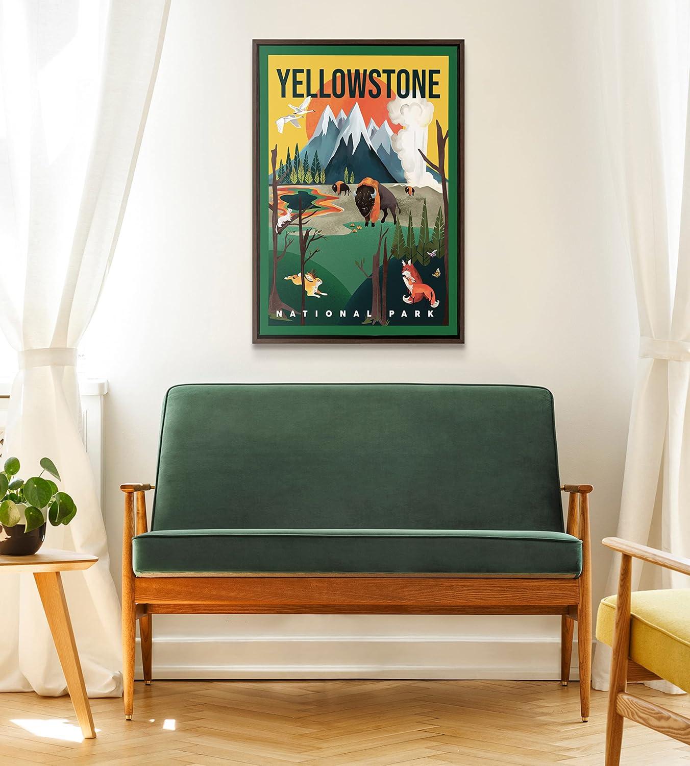 23" x 33" Sylvie Yellowstone Park Framed Canvas by The Whiskey Ginger Brown - Kate & Laurel All Things Decor