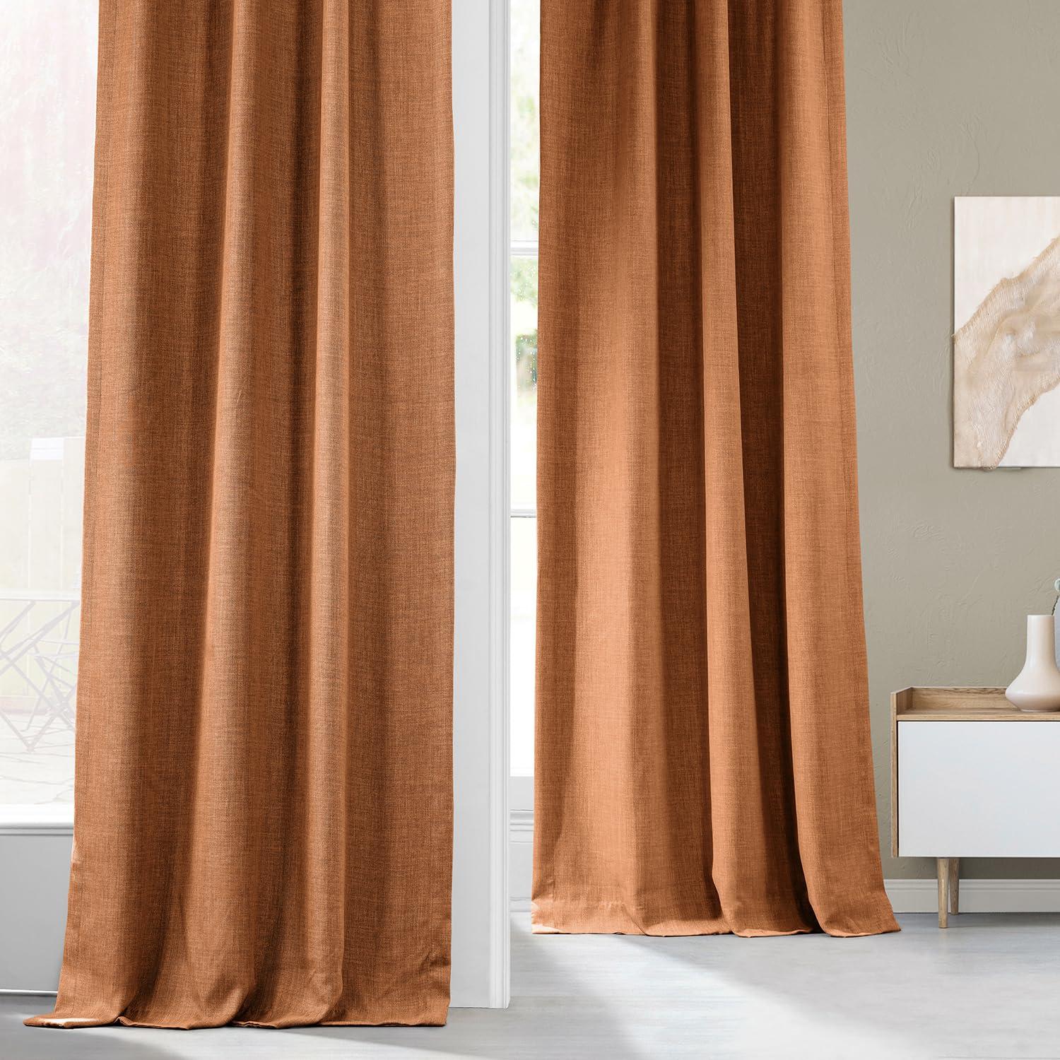 Desert Orange Solid Rod Pocket Room Darkening Curtain - 50 in. W x 108 in. L (1 Panel)
