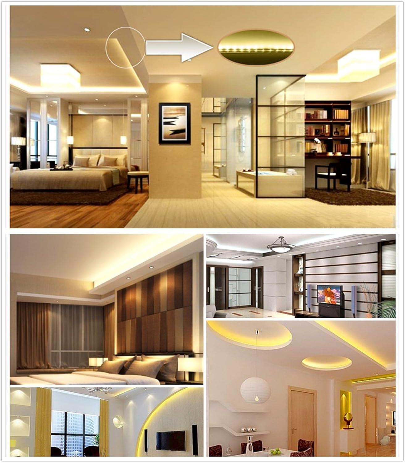 Warm White Color LED Strip Light, AC 110-120V Flexible/Waterproof/Multi-Modes Function/Dimmable SMD5050 LED Rope Light with Remote for Home/Office/Building Decoration (164ft/50m)