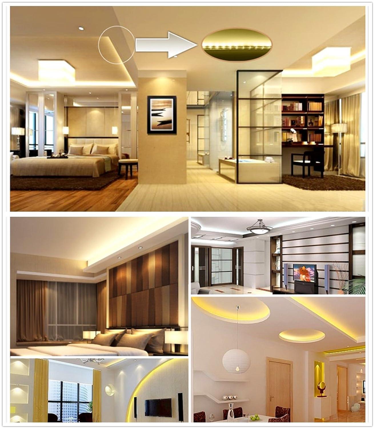 Warm White Color LED Strip Light, AC 110-120V Flexible/Waterproof/Multi-Modes Function/Dimmable SMD5050 LED Rope Light with Remote for Home/Office/Building Decoration (164ft/50m)