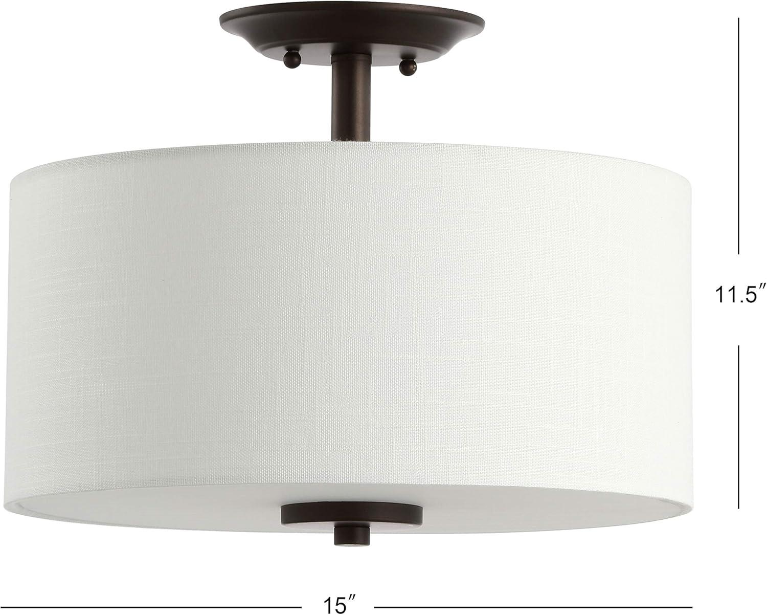 Marc 15" Metal LED Semi-Flush Mount, Oil Rubbed Bronze/White