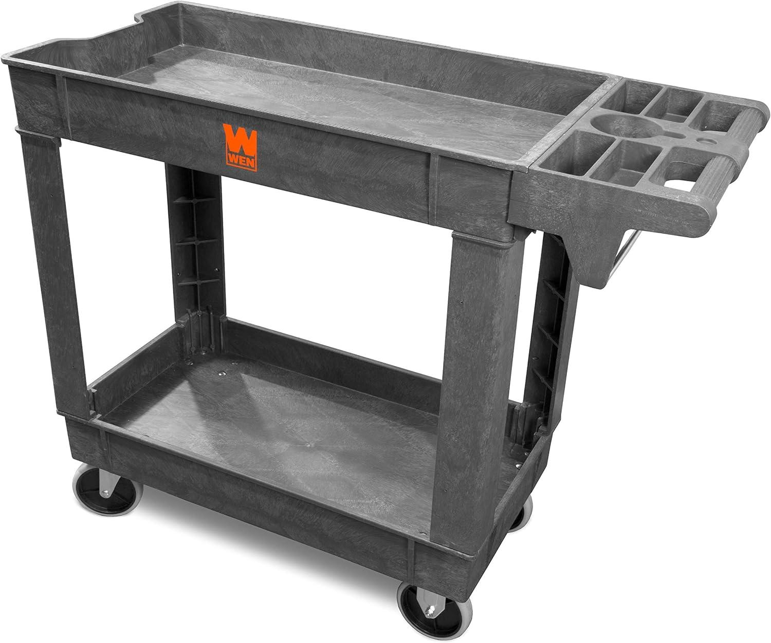 WEN 500-Pound Capacity Gray Polypropylene Two-Shelf Utility Cart