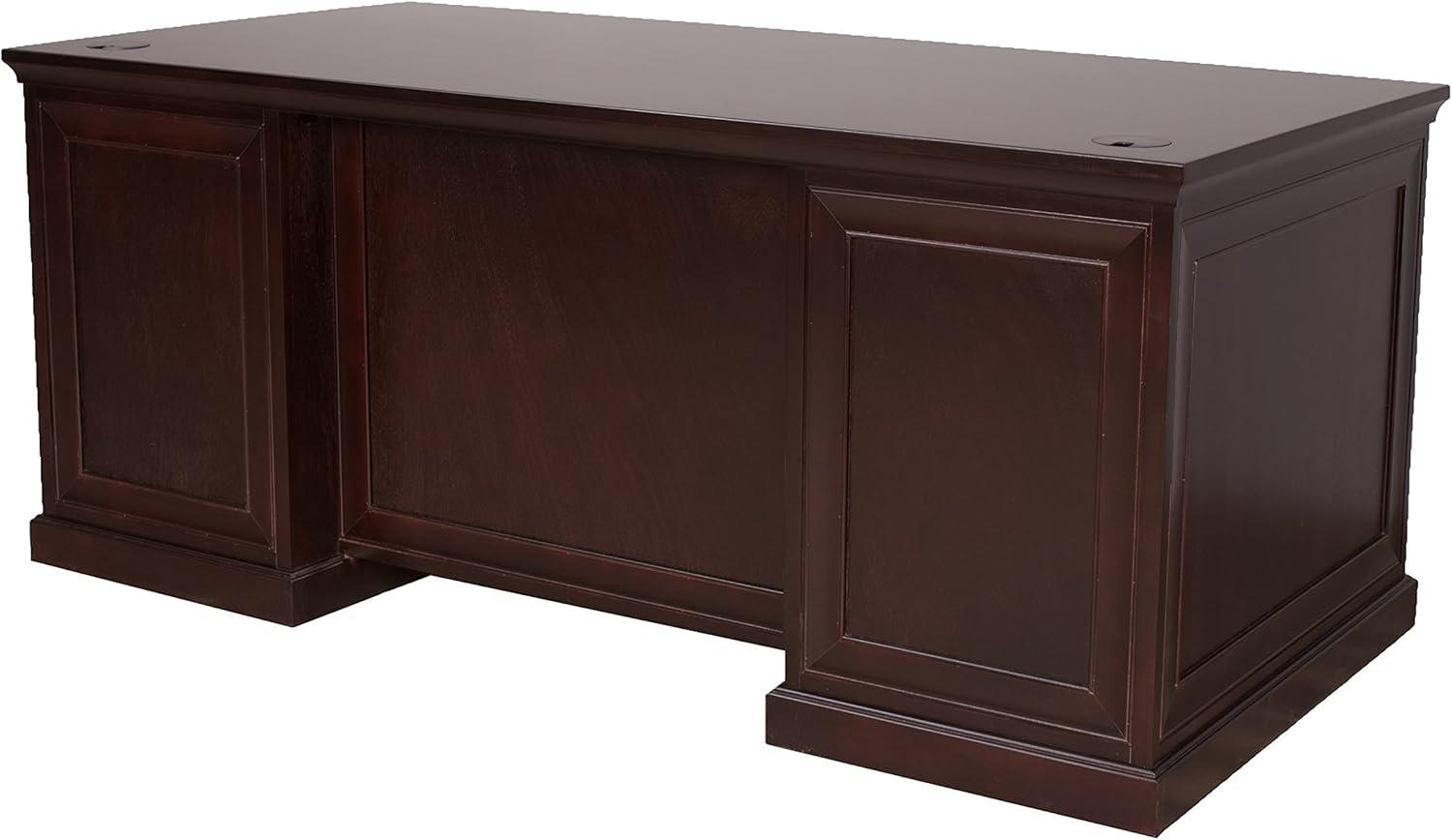 Espresso Wood Executive Desk with Hutch and Drawers