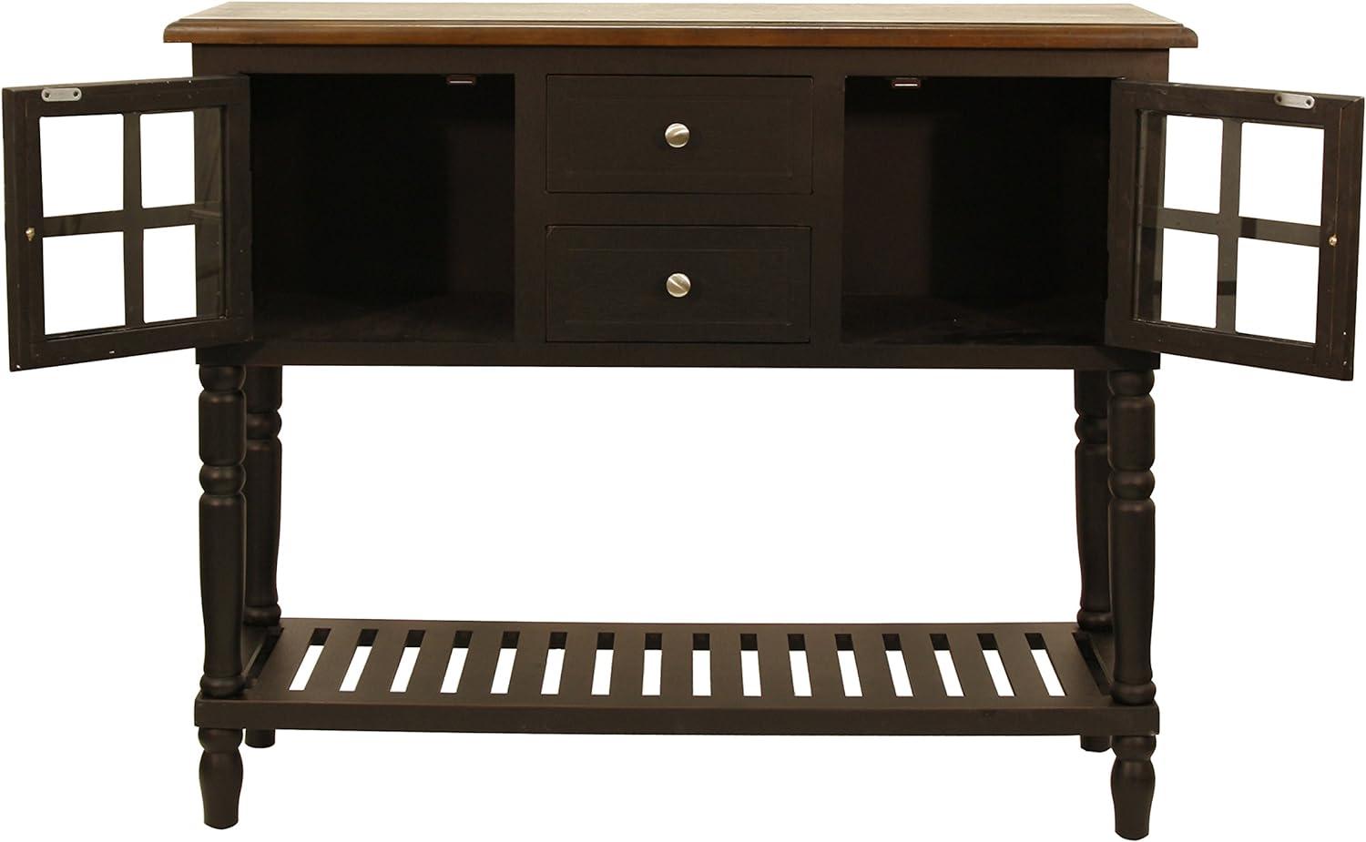 Eased Edge Black 42'' Wood Console Table with Glass Accents