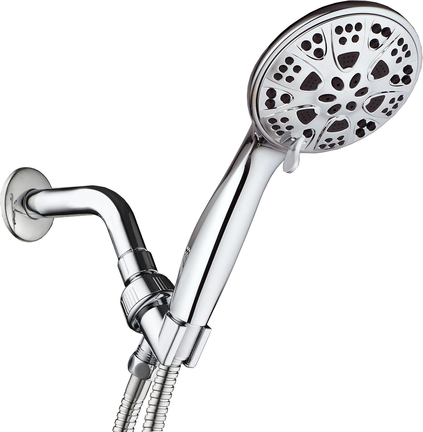 AquaDance Chrome 5" 6-Setting Handheld Shower Head with Hose