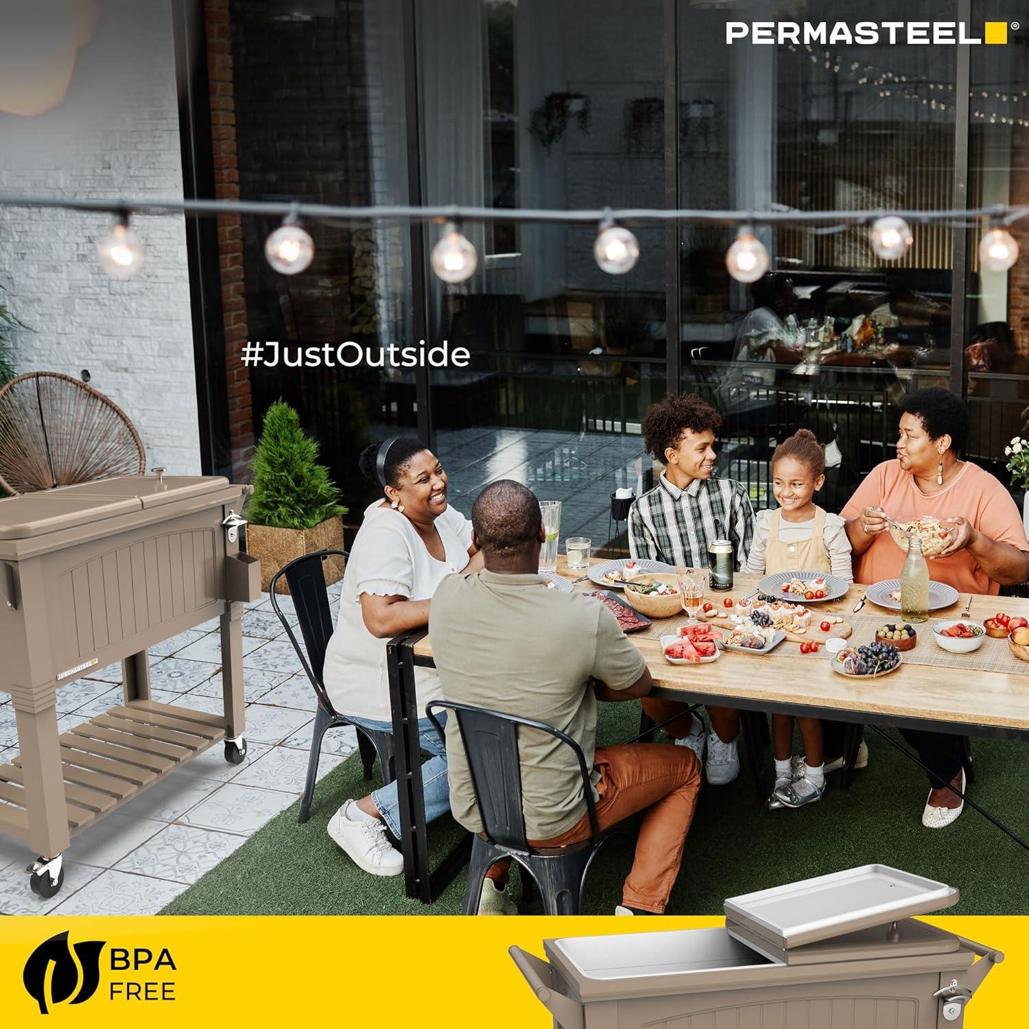 Permasteel 80 Qt. Furniture Style Rolling Patio Cooler