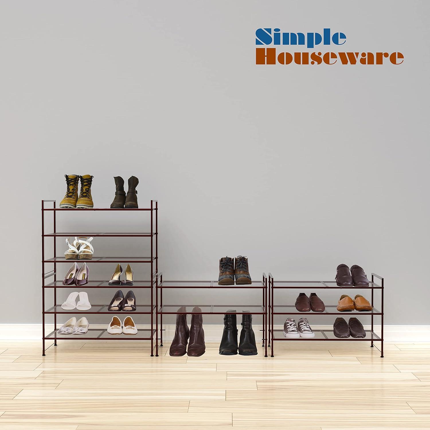 Bronze 3-Tier Stackable Metal Shoe Rack