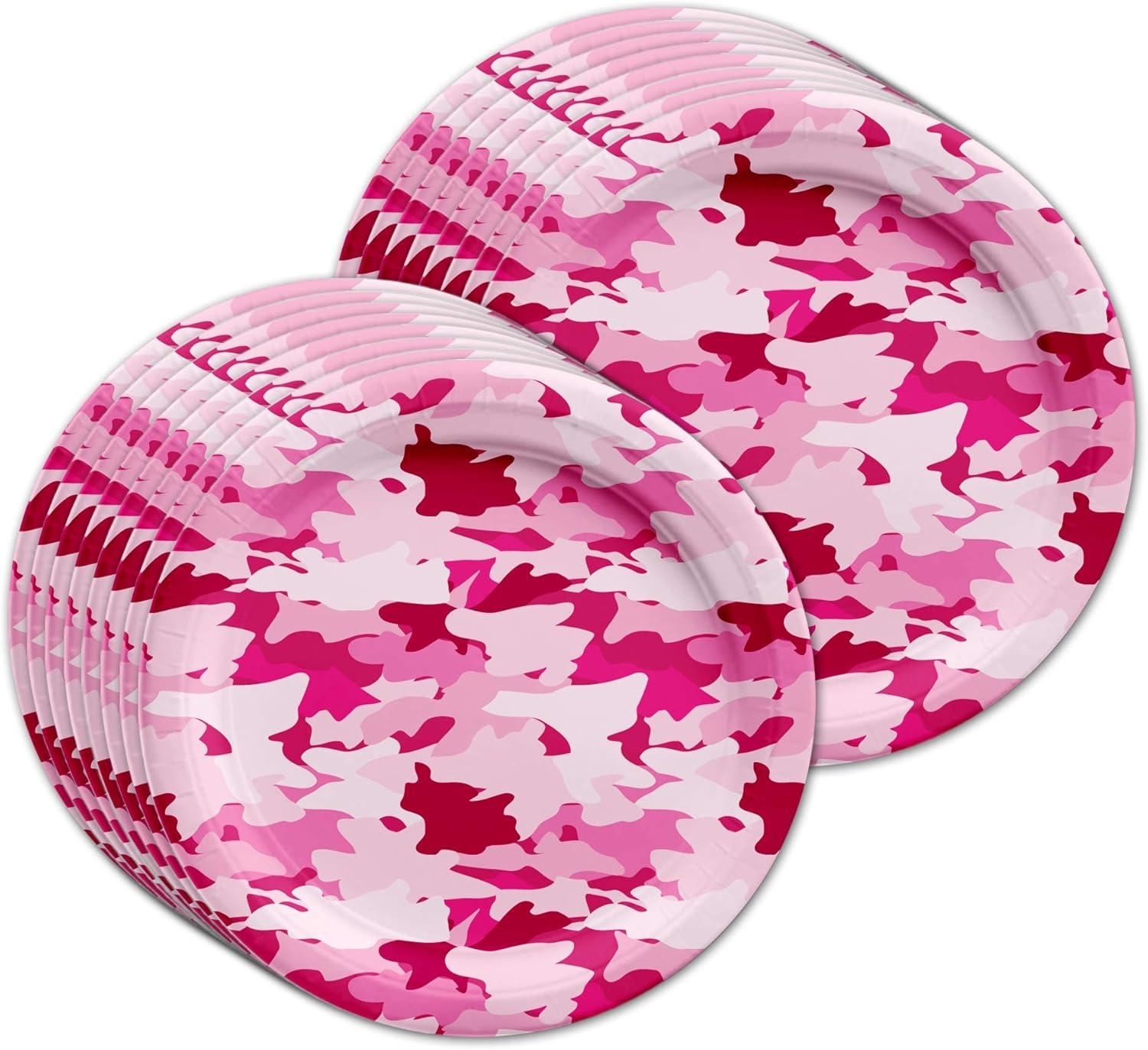 Pink Camo Birthday Party Supplies Set Plates Napkins Cups Tableware Kit for 16