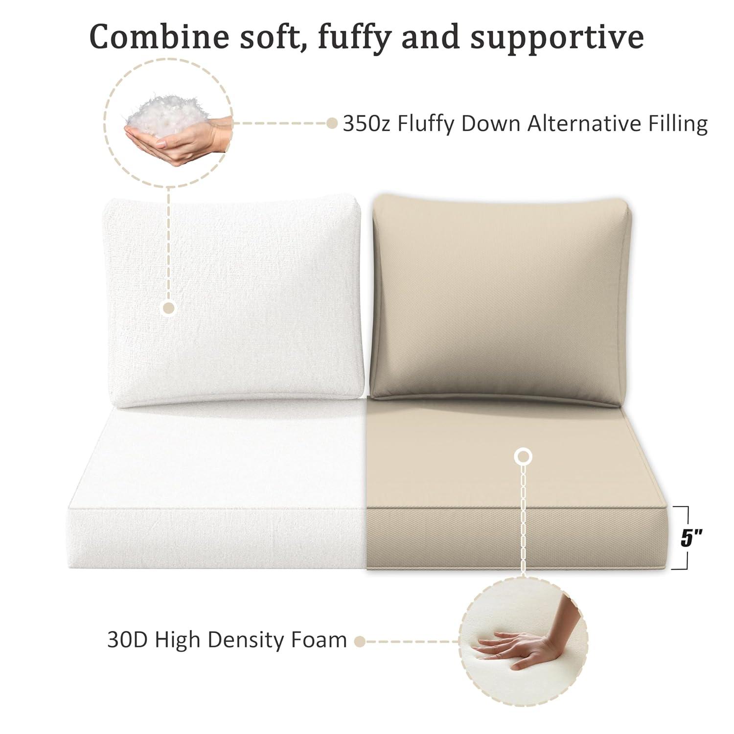 Outdoor Loveseat Cushion Set 46 X 26 Inch Water Repellent & Fadeness Patio Furniture Cushions,Removable Outdoor Couch Cushions with Hidden Zipper & Adjustment Staps for Couch, Bench, and Swing