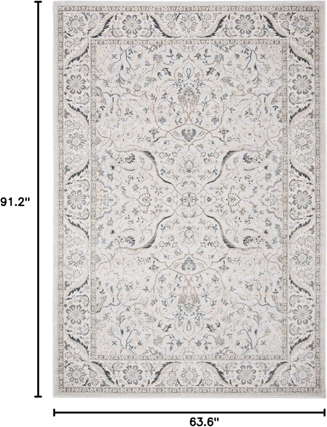 Isabella ISA912 Power Loomed Area Rug - Light Grey/Cream - 5'3"x7'6" - Safavieh.