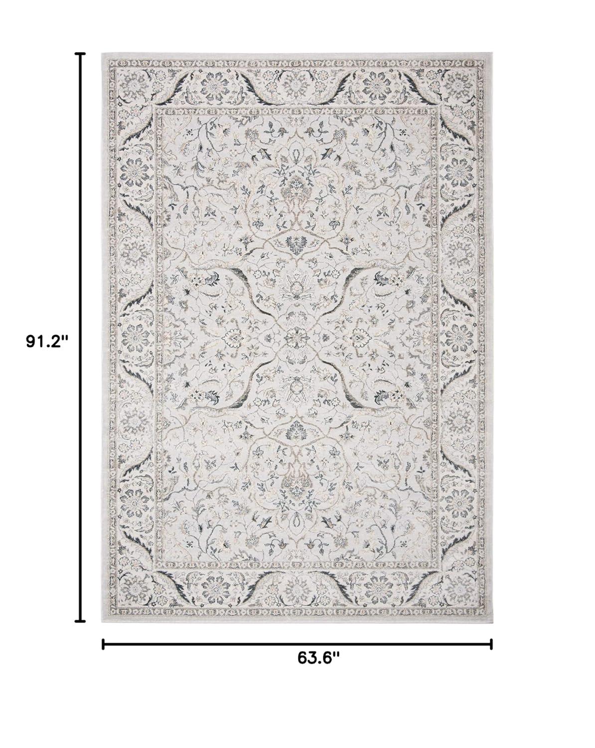 Isabella ISA912 Power Loomed Area Rug - Light Grey/Cream - 5'3"x7'6" - Safavieh.