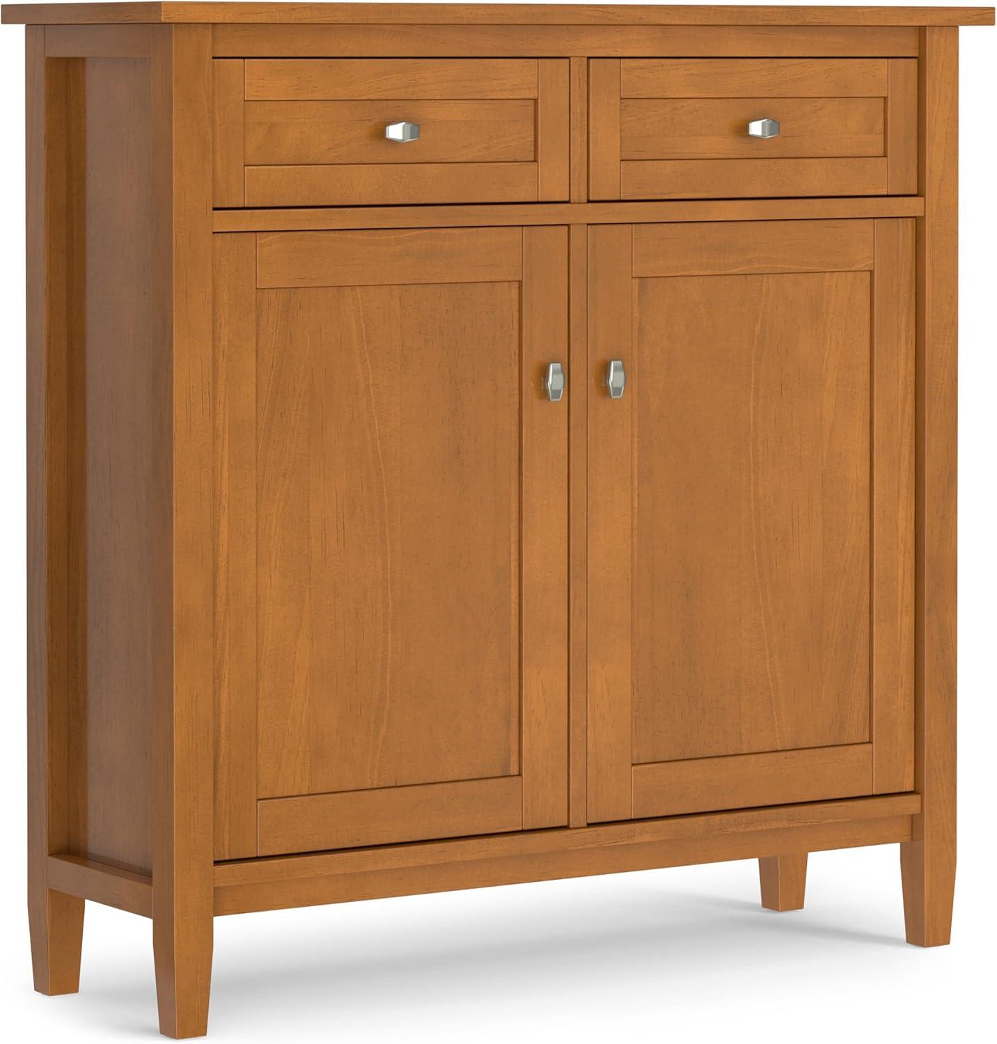 Warm Shaker SOLID WOOD 36" Wide Entryway Storage Cabinet in Light Golden Brown