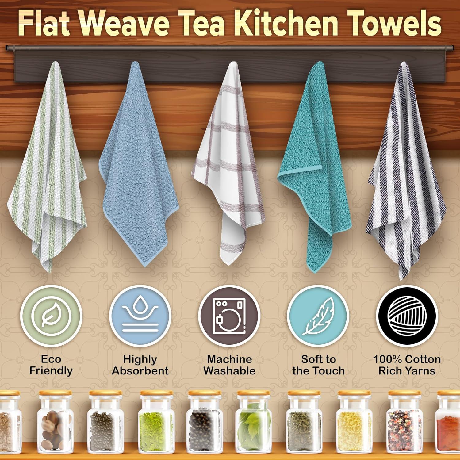 Cotton Stripe Waffle Kitchen Towel Linen Set