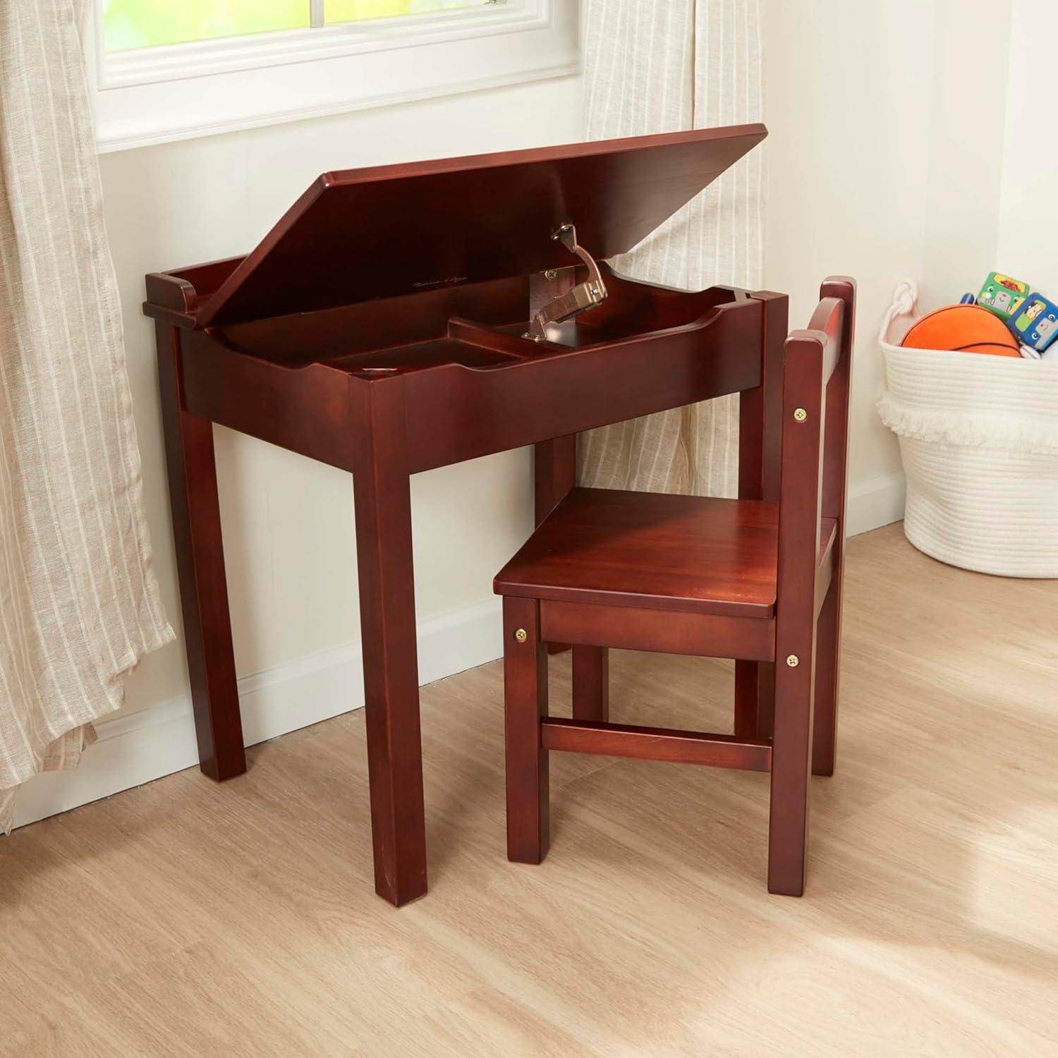 Melissa & Doug Wooden Child's Lift-Top Desk and Chair - Espresso