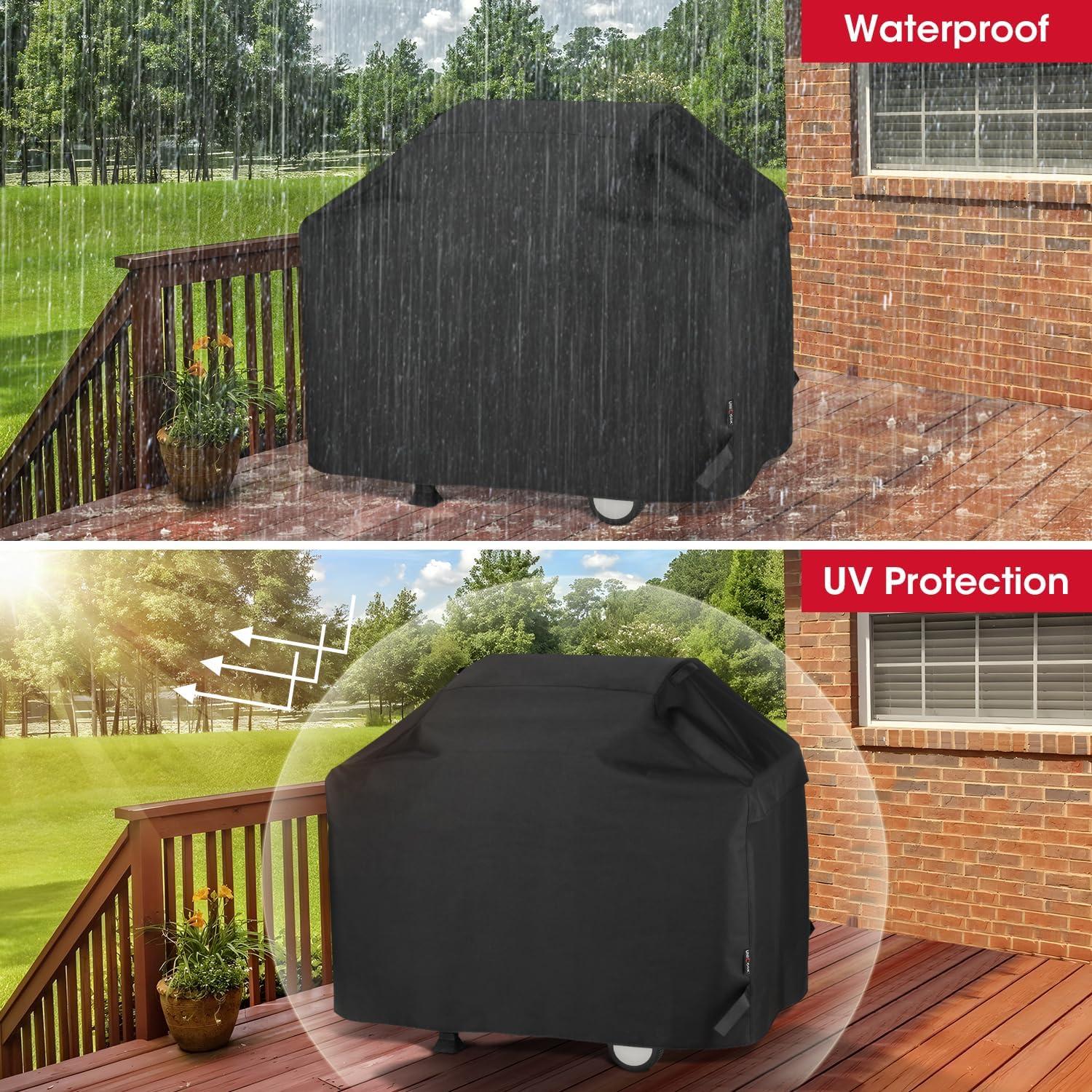 Heavy Duty Black Waterproof 65-inch BBQ Grill Cover