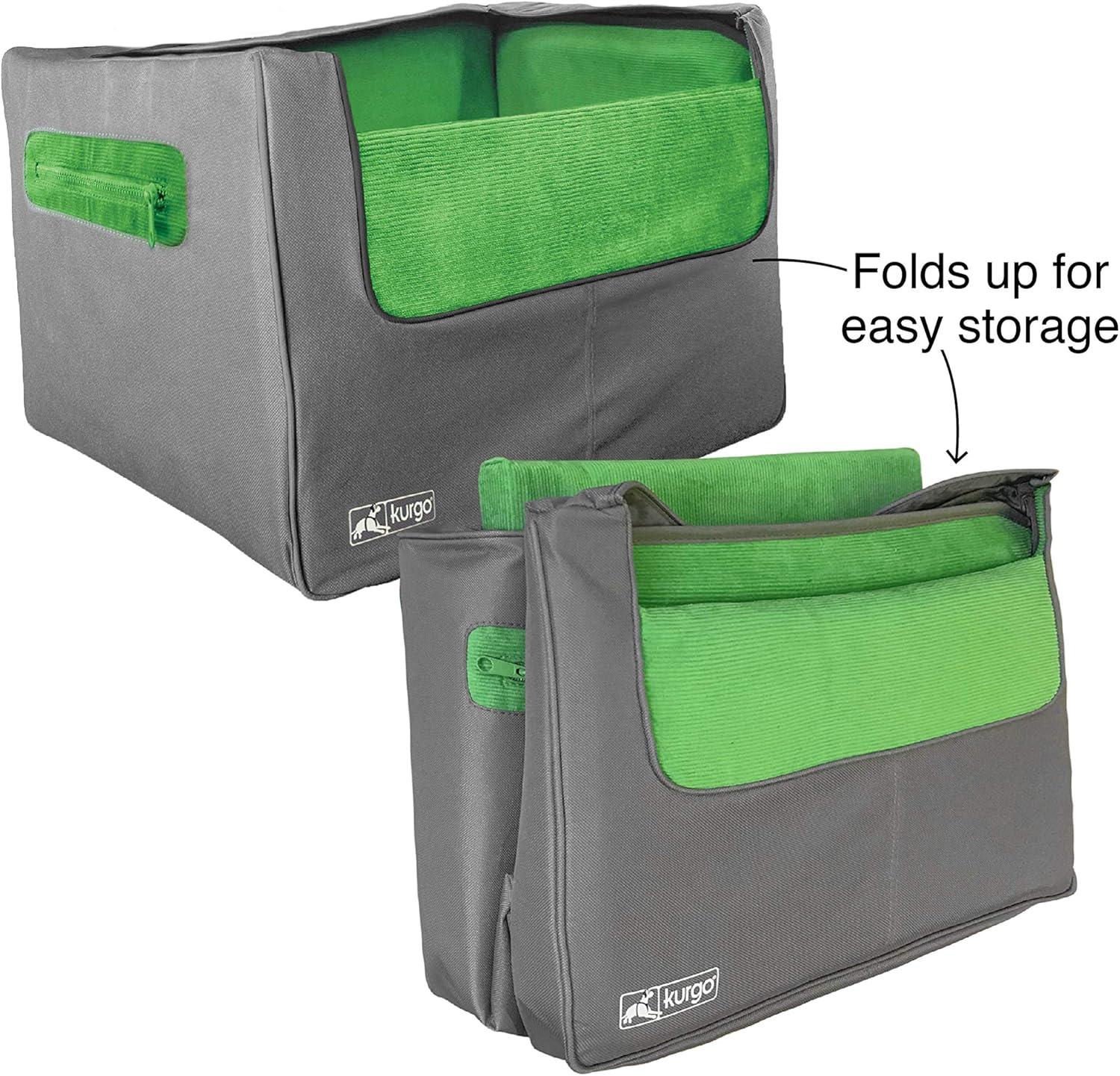 Green and Gray Soft-Sided Dog Car Booster Seat