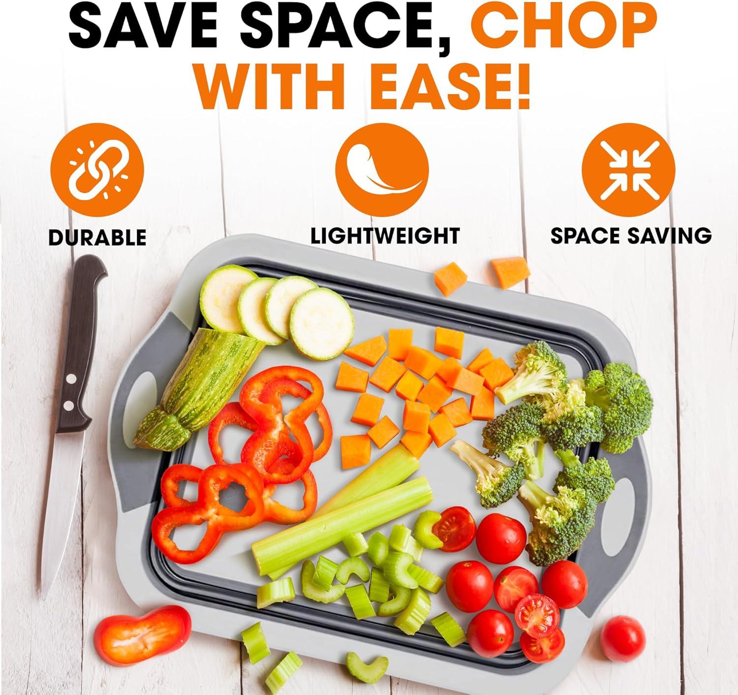 Cheer Collection Collapsible Cutting Board, Gray