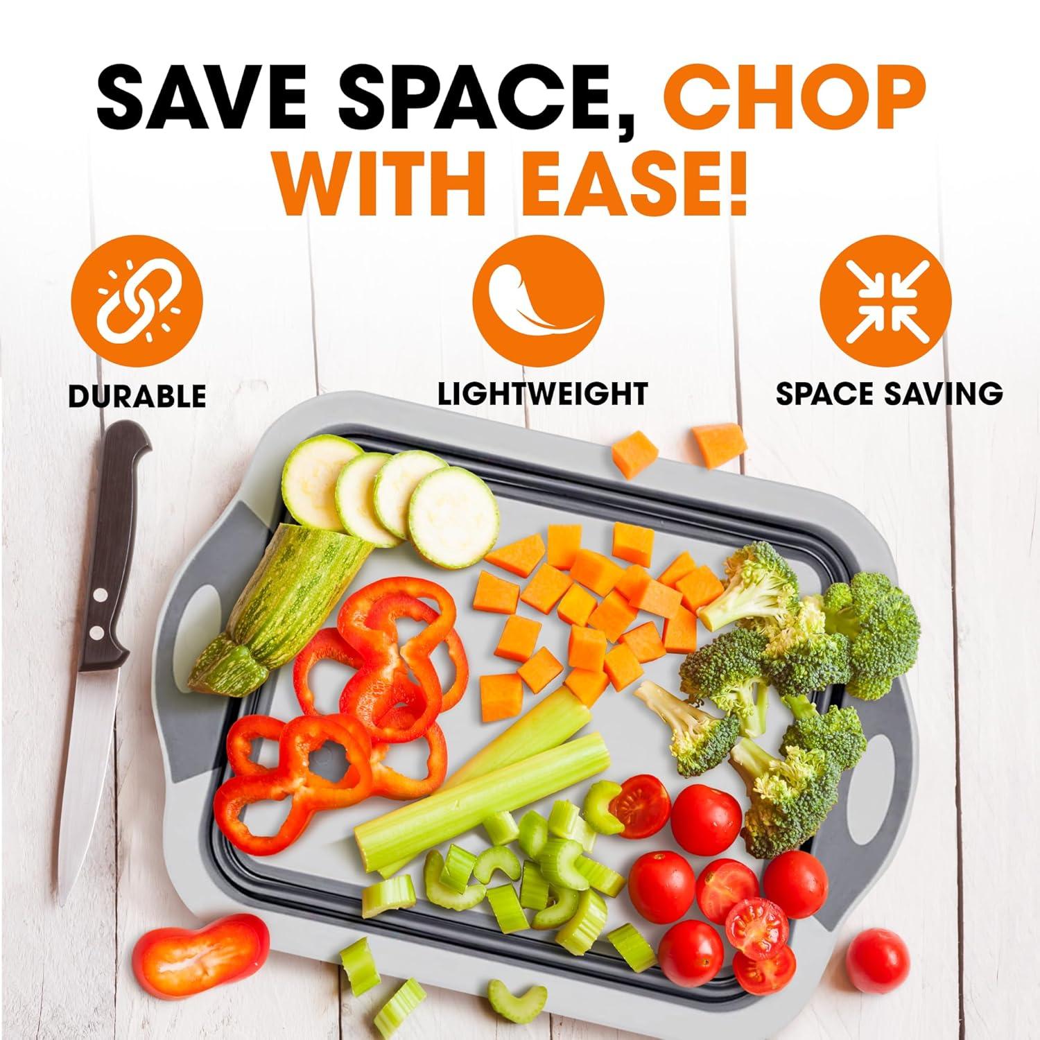 Cheer Collection Collapsible Cutting Board, Gray