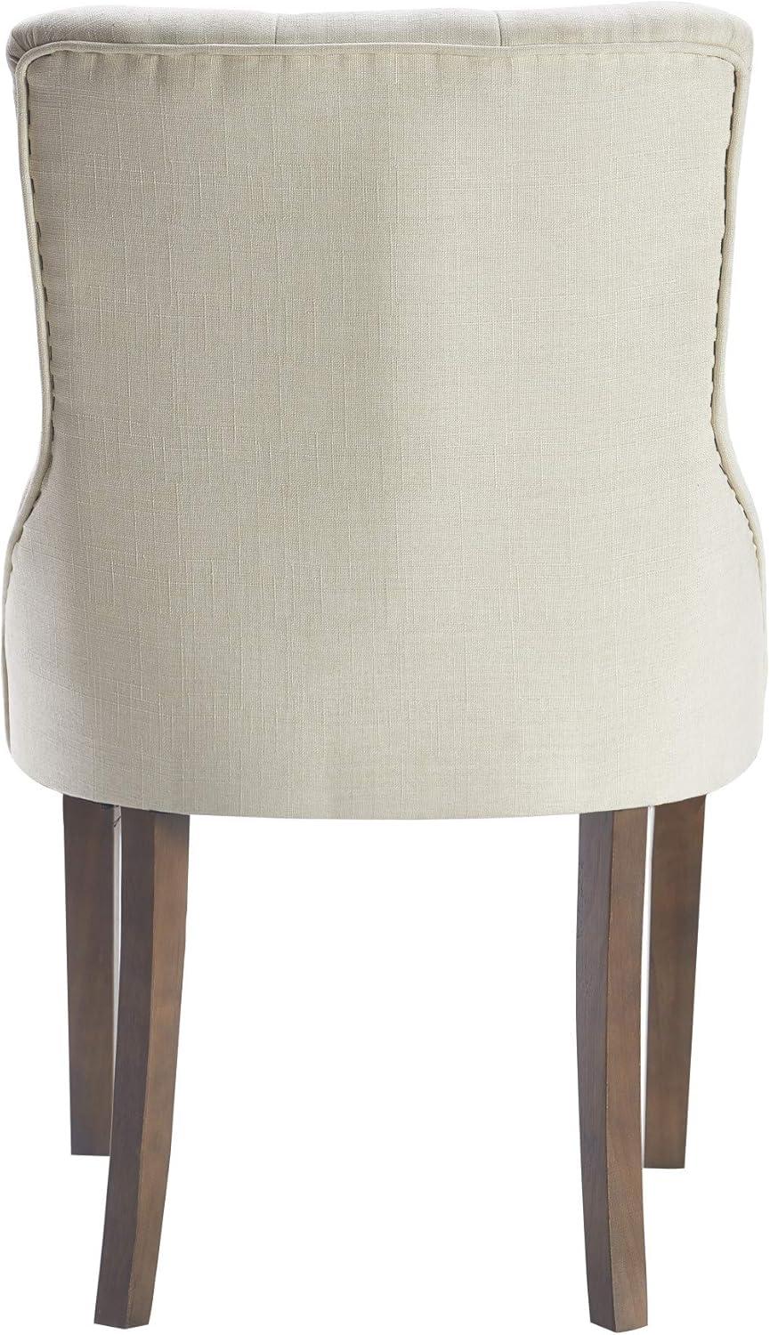 Set of 2 Elmhurst Tufted Side Chair Vintage Cream - Finch: Upholstered, Contoured Back, Wooden Legs