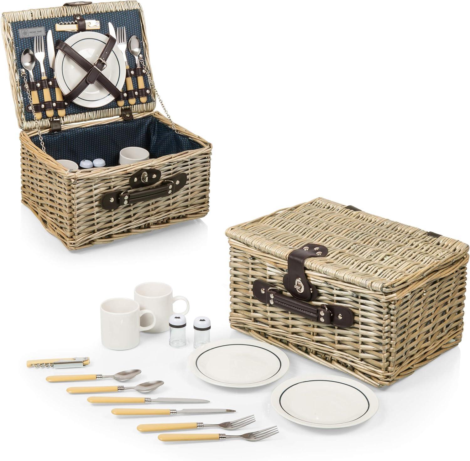 Picnic Time Catalina Wicker Picnic Basket with Picnic