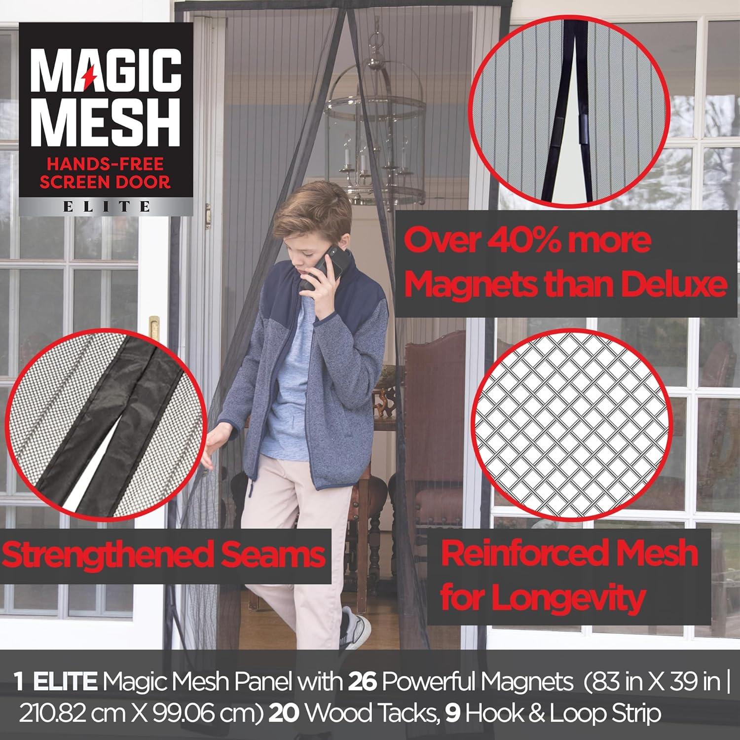 MAGIC MESH Screened Shelters Elite: Magnetic Doorway Screen, Polyester Canopy, Black, Easy Setup, 1 Door